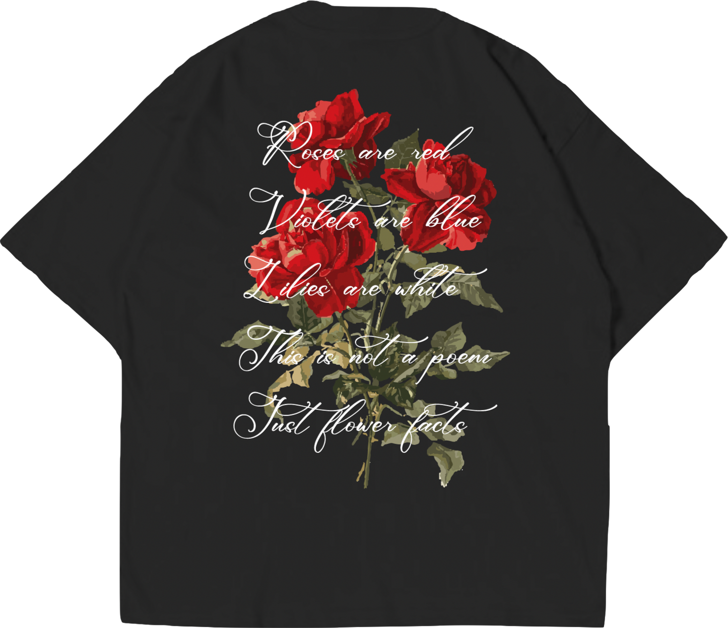 Oversized Black T-shirt Flowers