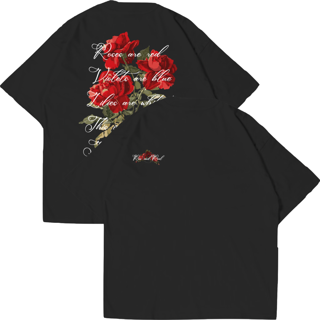 Oversized Black T-shirt Flowers