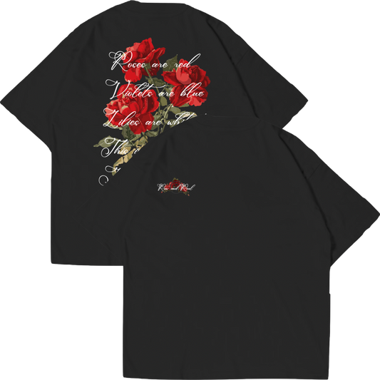 Oversized Black T-shirt Flowers
